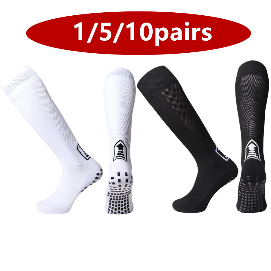 Sports Grip - 1/5/10 คู่ ถุงเท้ากีฬาสำหรับผู้ชายและผู้หญิง ถุงเท้ากันลื่น ซับแรงกระแทก พื้นผ้าขนหนู